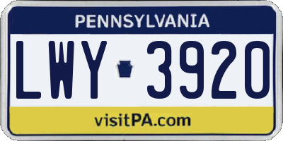 PA license plate LWY3920