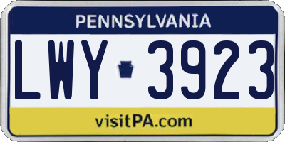PA license plate LWY3923