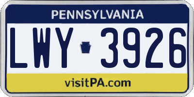 PA license plate LWY3926