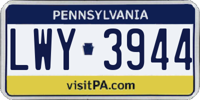 PA license plate LWY3944