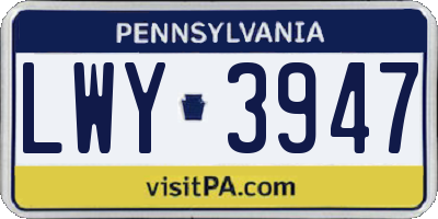 PA license plate LWY3947