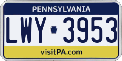 PA license plate LWY3953