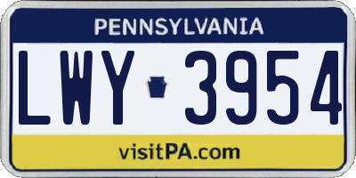 PA license plate LWY3954