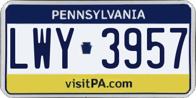 PA license plate LWY3957