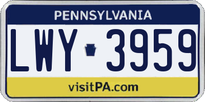 PA license plate LWY3959