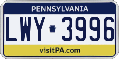 PA license plate LWY3996