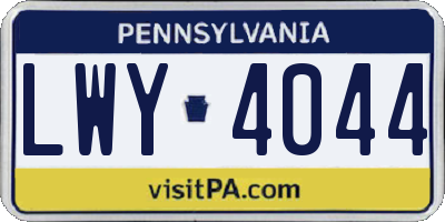 PA license plate LWY4044
