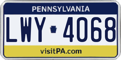 PA license plate LWY4068