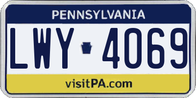 PA license plate LWY4069