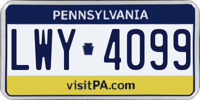 PA license plate LWY4099