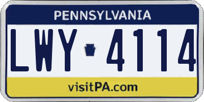 PA license plate LWY4114