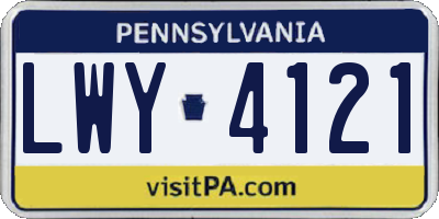 PA license plate LWY4121