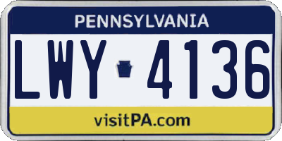 PA license plate LWY4136