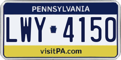 PA license plate LWY4150