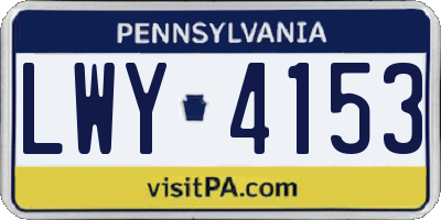 PA license plate LWY4153