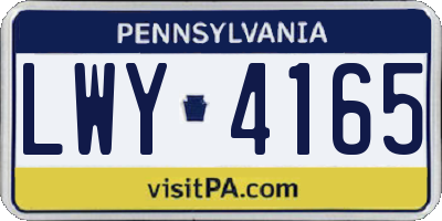 PA license plate LWY4165