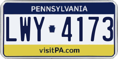 PA license plate LWY4173