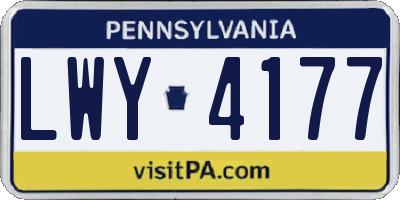PA license plate LWY4177