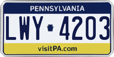PA license plate LWY4203