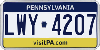 PA license plate LWY4207