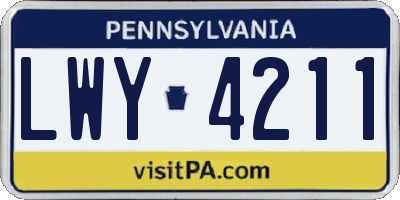 PA license plate LWY4211