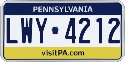 PA license plate LWY4212