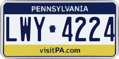 PA license plate LWY4224