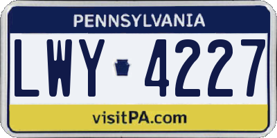 PA license plate LWY4227
