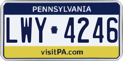 PA license plate LWY4246