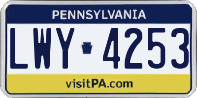 PA license plate LWY4253