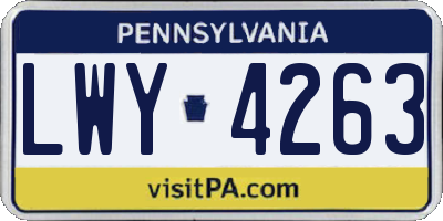 PA license plate LWY4263
