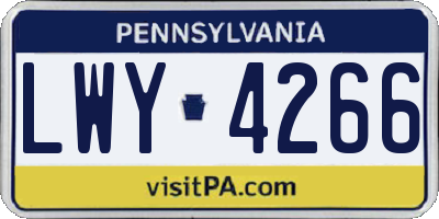 PA license plate LWY4266