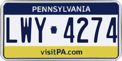 PA license plate LWY4274