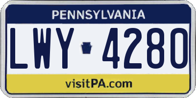 PA license plate LWY4280