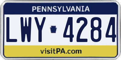 PA license plate LWY4284