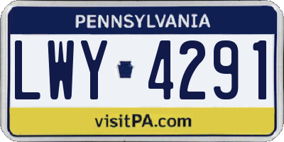 PA license plate LWY4291