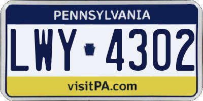 PA license plate LWY4302