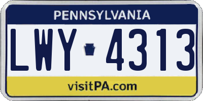 PA license plate LWY4313