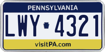 PA license plate LWY4321