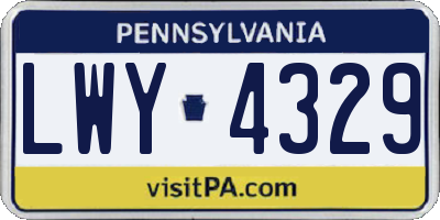 PA license plate LWY4329