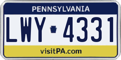 PA license plate LWY4331