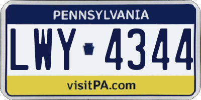 PA license plate LWY4344