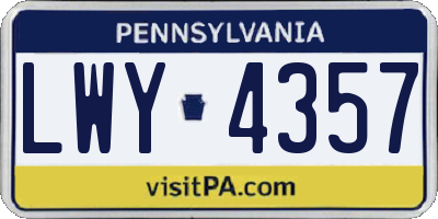 PA license plate LWY4357