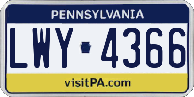 PA license plate LWY4366