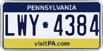 PA license plate LWY4384