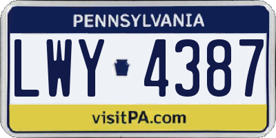 PA license plate LWY4387