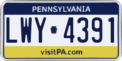 PA license plate LWY4391