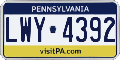 PA license plate LWY4392
