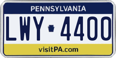 PA license plate LWY4400