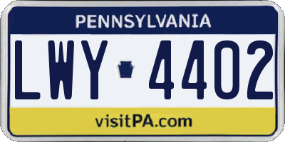PA license plate LWY4402